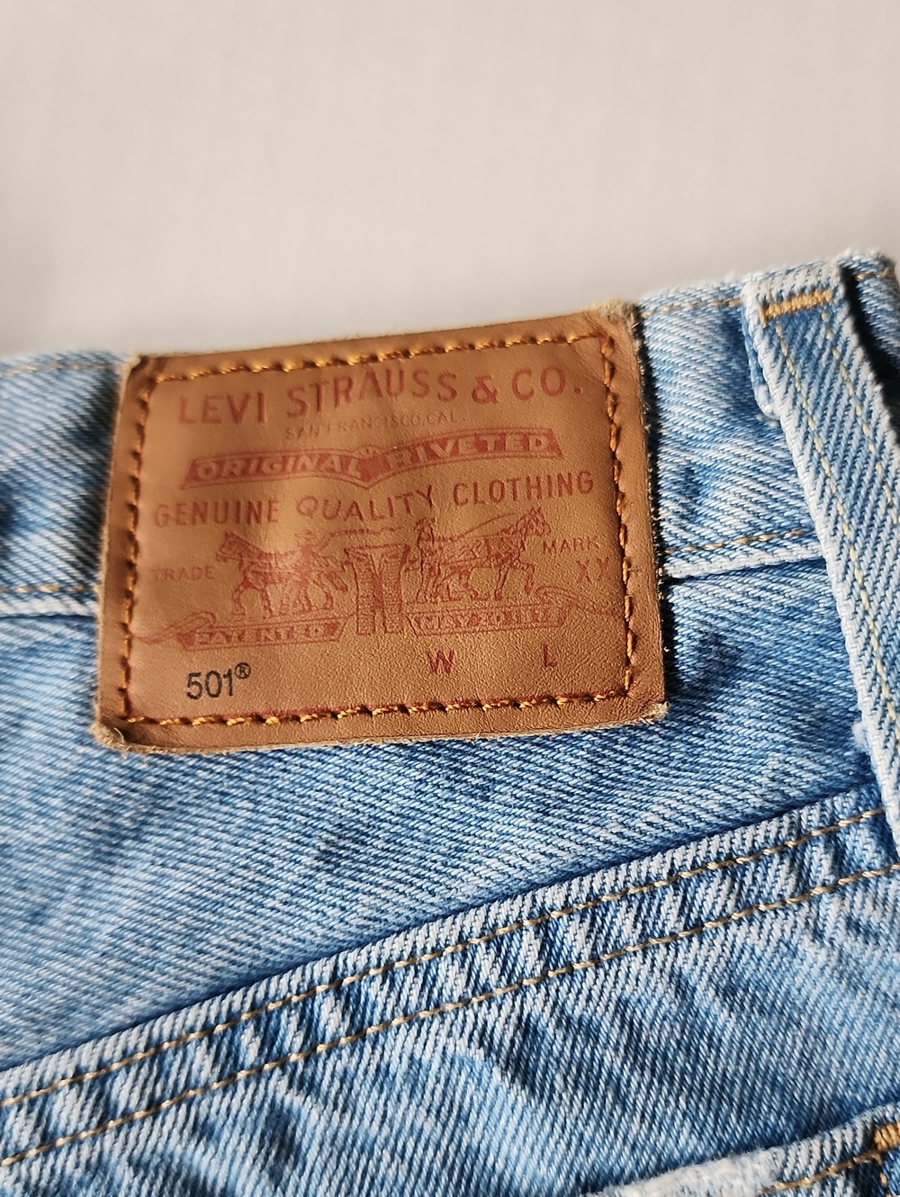 Levi's 501 Premium Distressed Button Fly Denim Shorts, Size 24 - Picture 4 of 10